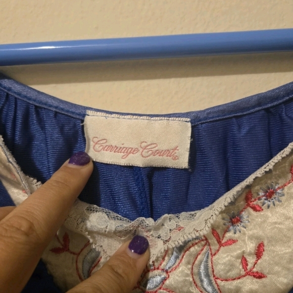 Carriage Court Vintage Lace Blue Sz M Nightgown Dress Short - Picture 3 of 7